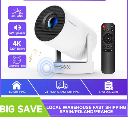 Mini Projector – 1080P HD & 4K HD Support, Portable LED Projector, 4K Video Playback, Multiple Connectivity Options